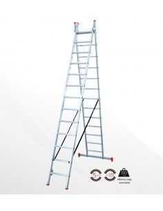 Escalera Aluminio 2x9 - 2,5+2,5 M - 66x25mm