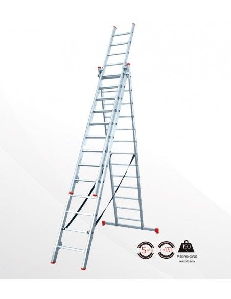 Escalera Aluminio 3x15 - 4+4+4 M - 80x25mm