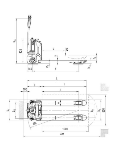 Transpaleta Eléctrica 540x1160mm - 24V - 1500 Kg - 16026