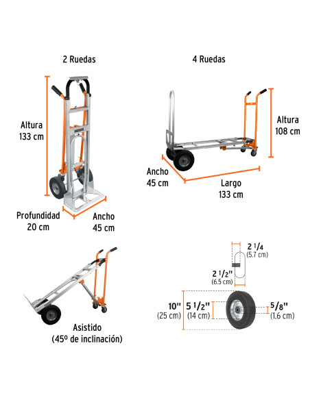Carretilla Convertible Almacén Aluminio - Truper