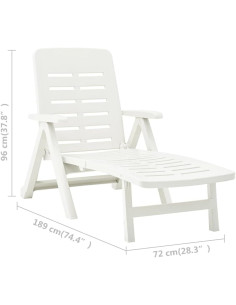 Tumbona Plegable Smeraldo con Ruedas Blanca 2