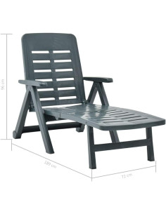 Tumbona Plegable Smeraldo con Ruedas Verde 2