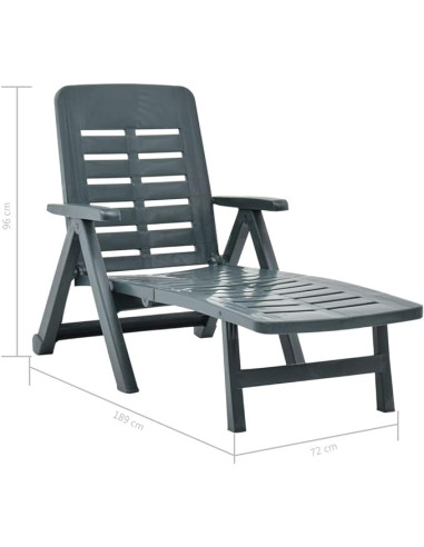 Tumbona Plegable Smeraldo con Ruedas Verde