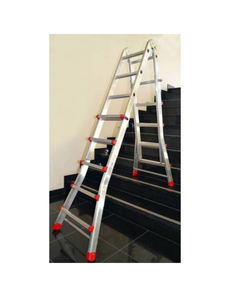 Escalera Telescópica Aluminio 6+6 Pestaña