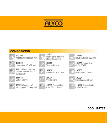 Caja Herramientas 82 Piezas Alyco 192732
