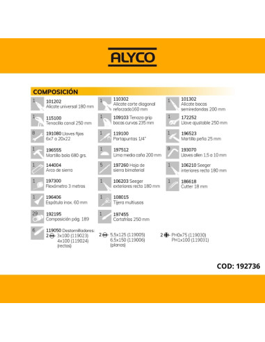 Caja Herramientas 76 Piezas Alyco 192736
