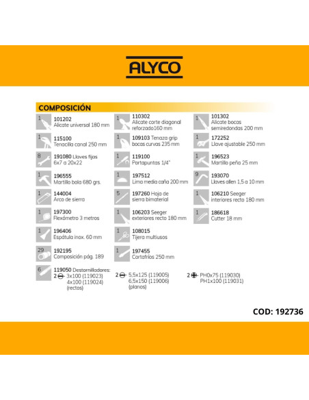 Caja Herramientas 76 Piezas Alyco 192736
