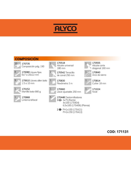 Caja Herramientas 67 Piezas Alyco 171131