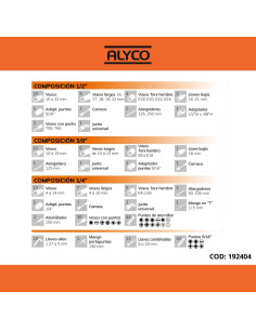 Juego Llaves de Vaso de 1/2", 1/4" y 3/8" - 219 Piezas Alyco 192404 2