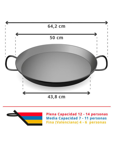 Paella de Acero Inoxidable 50 cm - 9-14 Personas