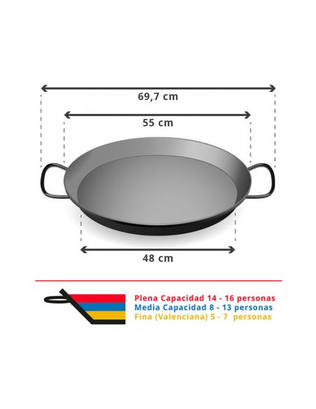 Paella de Acero Inoxidable 55 cm - 11-16 Personas