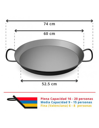 Paella de Acero Inoxidable 60 cm - 15-20 Personas
