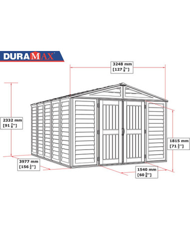 Caseta PVC Woodbridge Plus 405x324x233 cm - Duramax