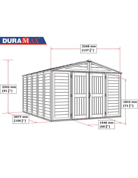 Caseta PVC Woodbridge Plus 405x324x233 cm - Duramax