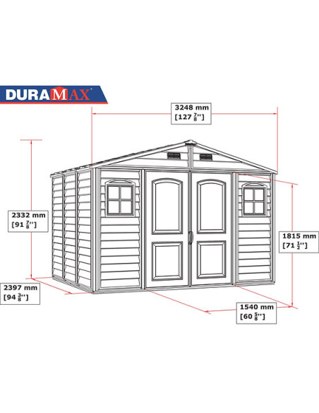 Caseta PVC Woodside 239x324x233 cm - Duramax