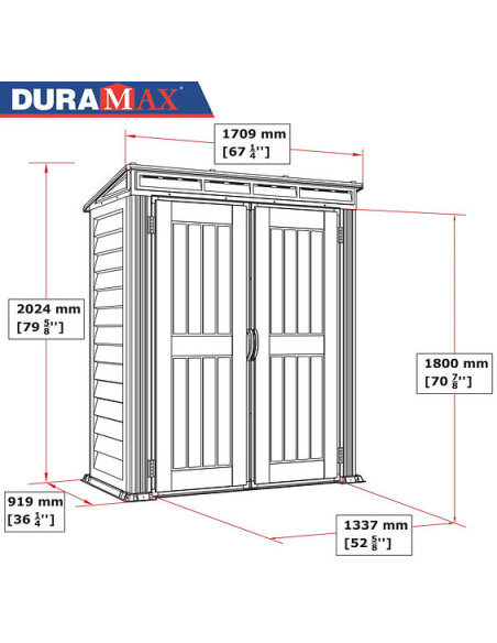 Caseta PVC Yardmate Pent Plus 91x170x202 cm - Duramax