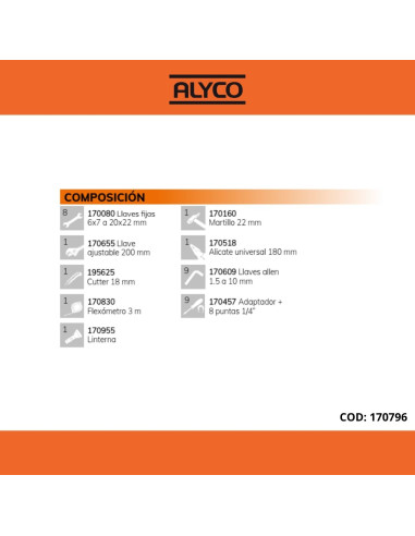Caja Herramientas 33 Piezas Alyco 170796