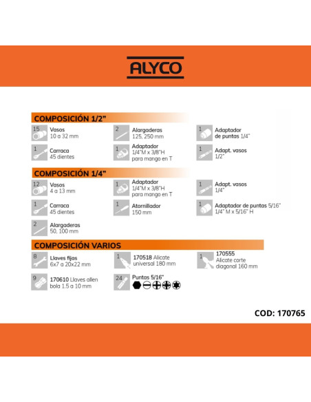 Maletín Herramientas 83 Piezas Alyco 170765