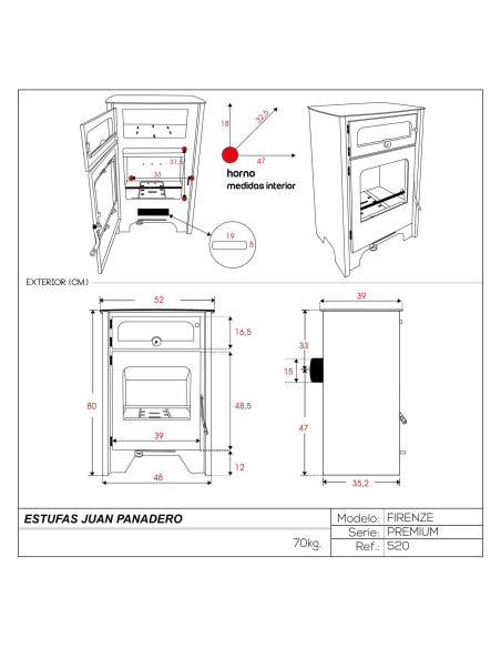 Estufa De Leña Con Horno Eco Design Modelo Firenze