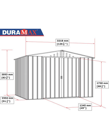 Caseta Metálica Top Hércules 233x321x209 cm - Duramax