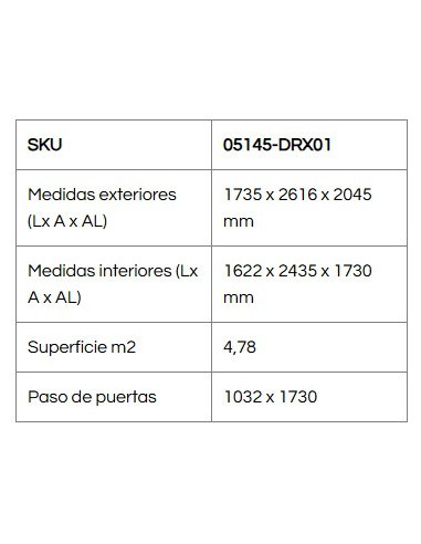 Caseta Metálica Top Artemisa 173x261x204 cm - Duramax