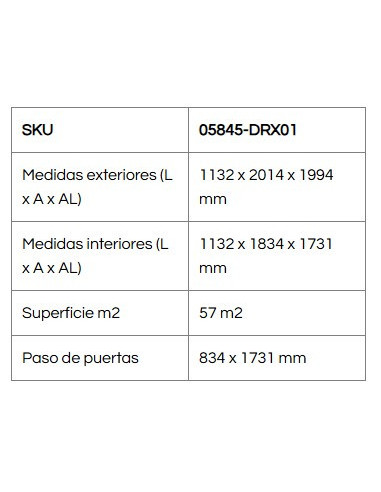 Caseta Metálica Top Venus 113x201x199 cm - Duramax