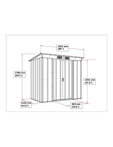Caseta Metálica Eco Pent Roof 113x176x203 cm - Duramax