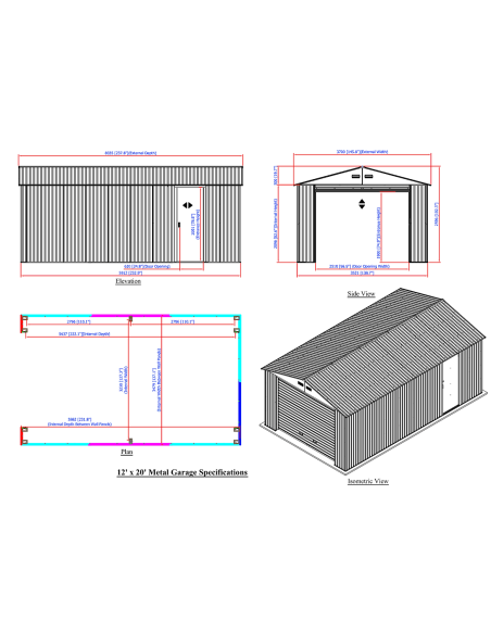 Garaje Metálico Lyon 591x352x259 cm - Duramax