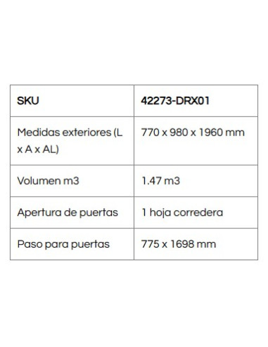 Caseta Armario Metálica Palladium 77x98x196 cm - Duramax