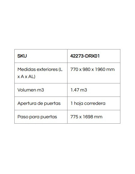 Caseta Armario Metálica Palladium 77x98x196 cm - Duramax
