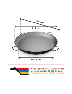 Paellera de Acero Pulido 115 cm - 120 Personas 2