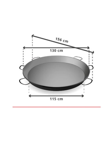 Paellera de Acero Pulido 130 cm - 200 Personas