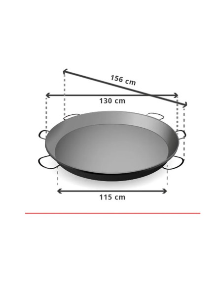 Paellera de Acero Pulido 130 cm - 200 Personas
