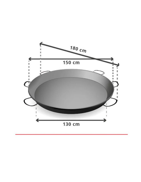 Paellera de Acero Pulido 150 cm -  300 Personas