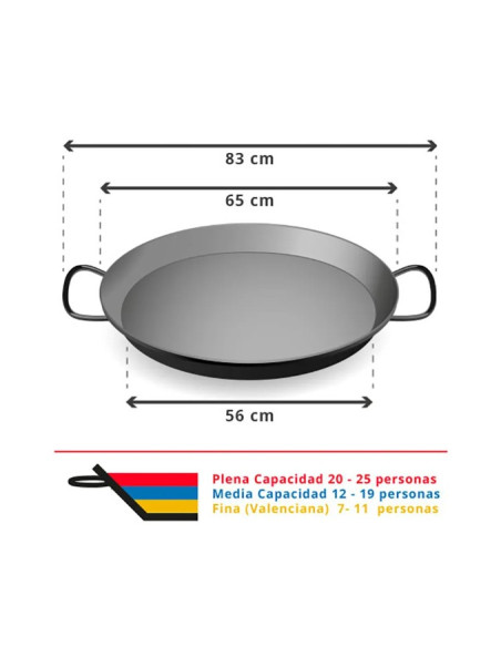 Paellera de Acero Inoxidable 65 cm - 25 Personas
