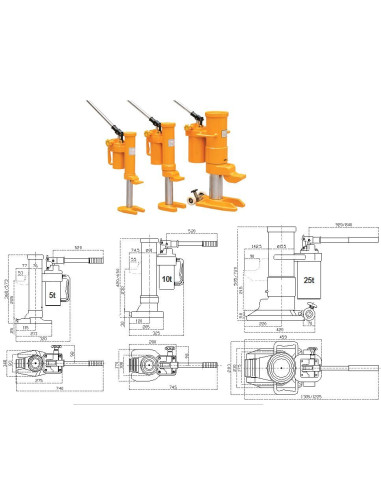 Gato Elevador de Máquinas Hidráulico HMH 25T