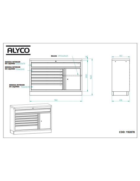 Banco Base 1360 mm Alyco 192878