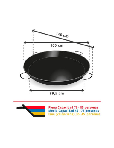 Paellera Esmaltada 100 cm - 85 Personas
