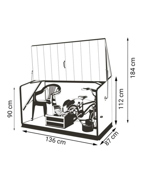 Baúl Arcón Metálico Antracita - 138x89x113 cm - Trimetals