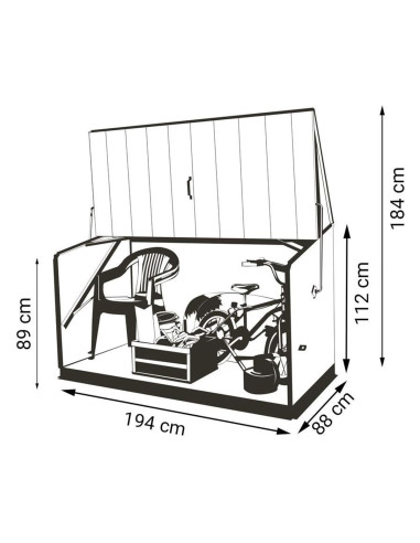 Baúl Arcón Metálico Antracita - 196x89x113 cm - Trimetals