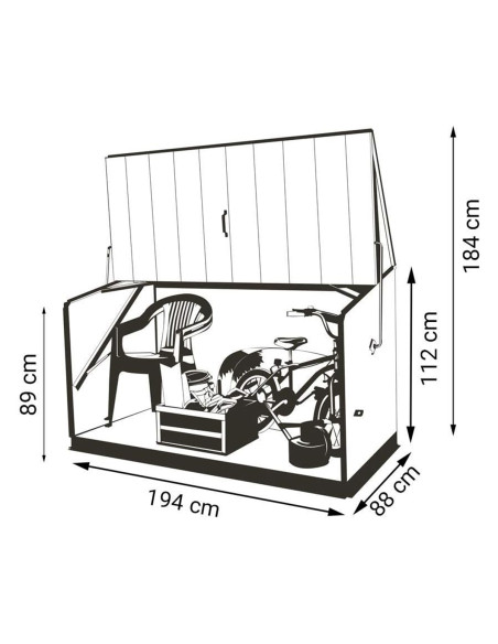 Baúl Arcón Metálico Antracita - 196x89x113 cm - Trimetals
