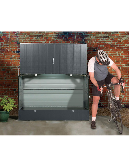 Baúl Arcón Guardabicis Metálico Antracita - 196x89x133 cm - Trimetals
