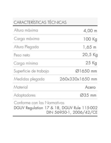 Elevador Telescópico Manual 4000 Mm 100 kg Aire Acondicionado - 10603
