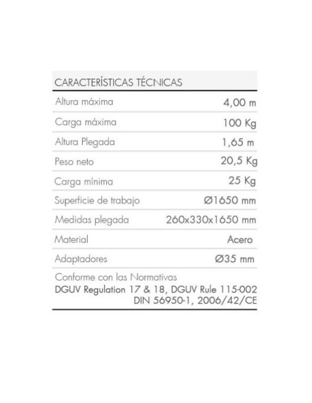 Elevador Telescópico Manual 4000 Mm 100 kg Aire Acondicionado - 10603
