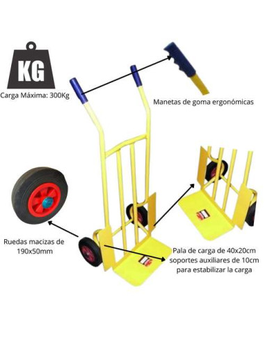 Carretilla Almacén Rueda Maciza 300 Kg