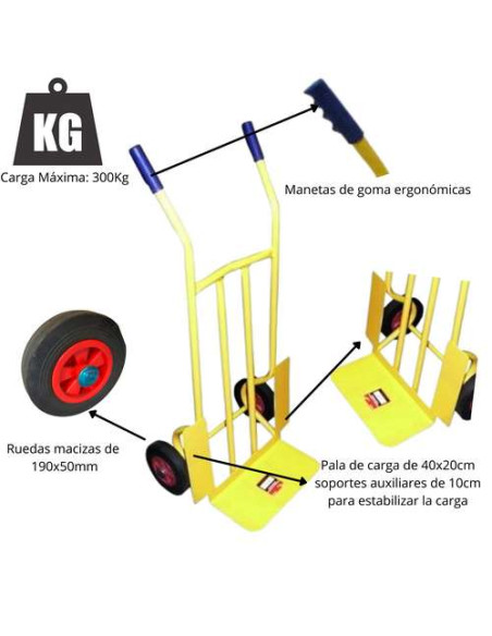 Carretilla Almacén Rueda Maciza 300 Kg
