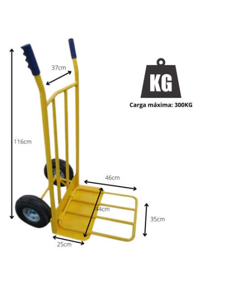 Carretilla Almacén Rueda Neumática Pala Abatible 300 Kg