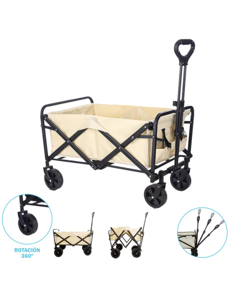 Carro Acero Playa Plegable 100 Kg - 75x44x76 cm