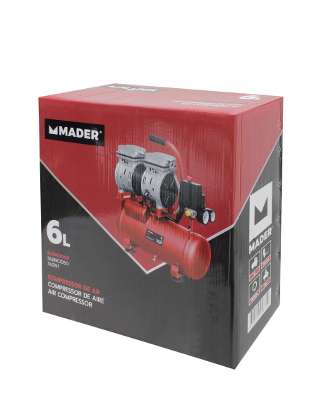 Compresor Aire Silencioso 6 L - 0,75 Hp - 09371 - Mader