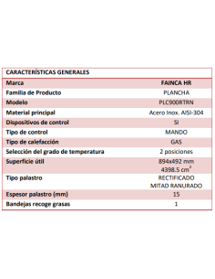 Plancha Gas Acero Rectificado Ranurada Serie 500 - PLC900RTRN 2